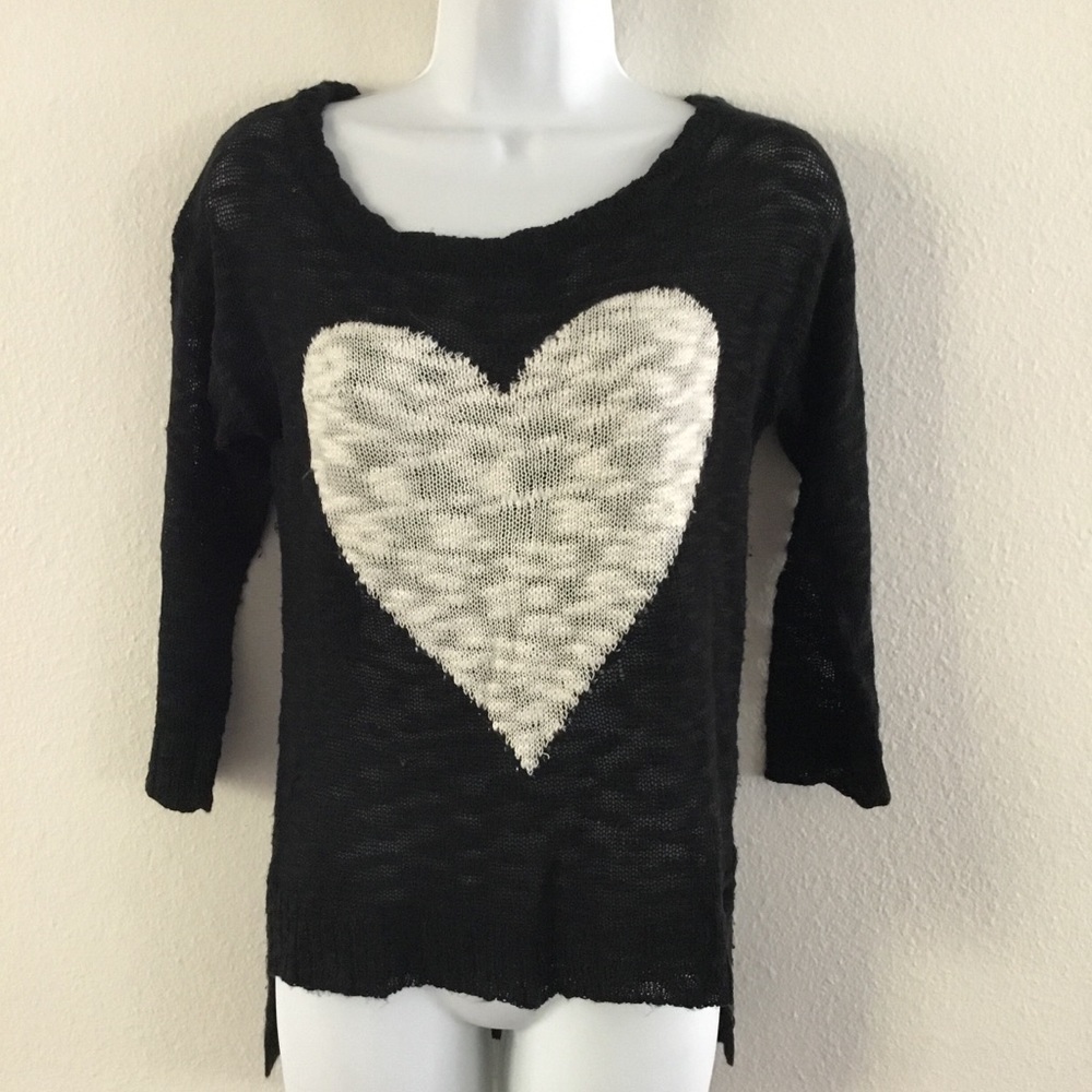 Xhilaration Heart Sweater 3/4 Sleeve
